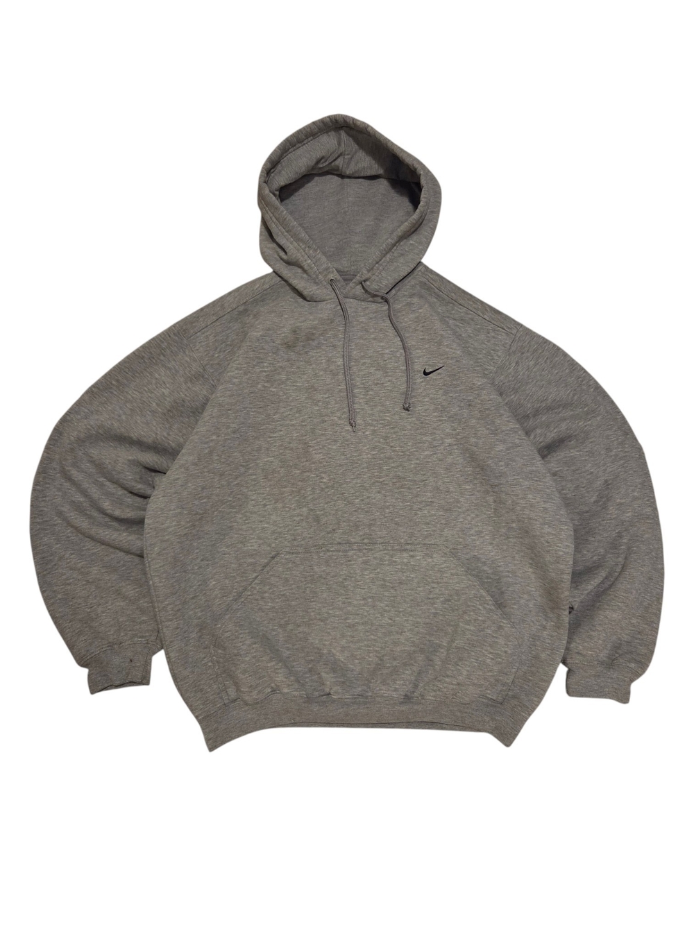 Nike Gray Heather Pullover Hoodie - Men's Classic Swoosh Sweatshirt